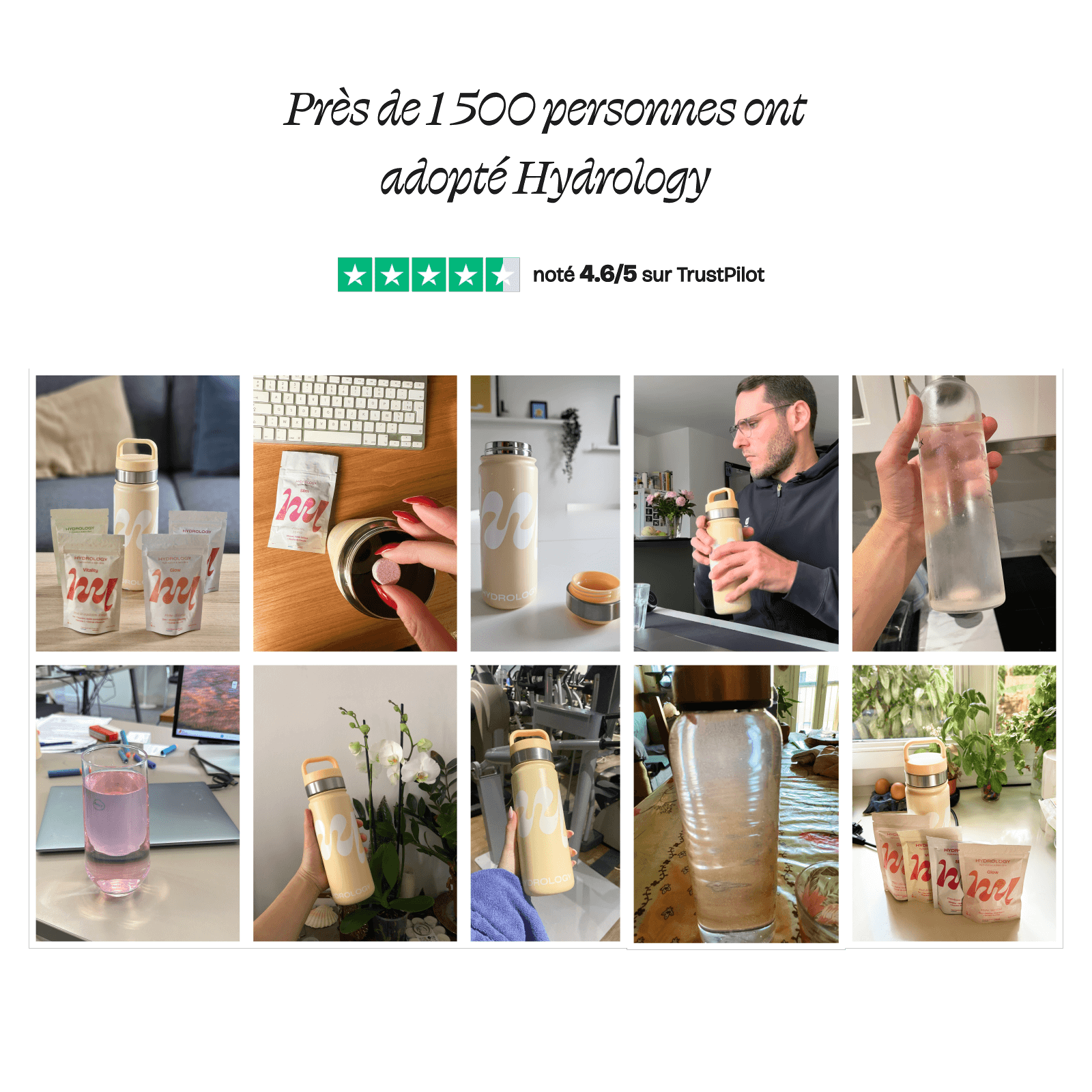 Pack hydratation à deux (10 sachets) + 2 gourdes au choix